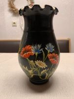 Schwarze handbemalte Vase mit Blumendekor, Vintage, 24 cm Baden-Württemberg - Crailsheim Vorschau