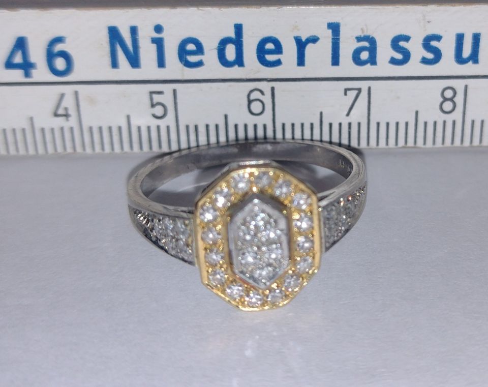 Ring Goldring Platin 950 32 Diamanten Art Deco Stempel Punze Gold in Flörsheim am Main