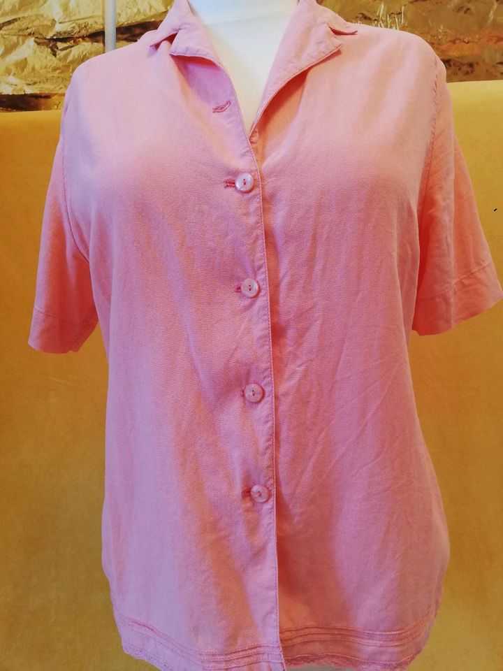 Leinen Bluse rosa mit Spitze GR. XL 42/44 in Dresden