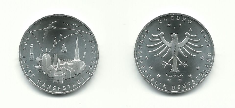 20 Euro-Silber-Sondermünze "Hansestadt Rostock" in Hohenlinden