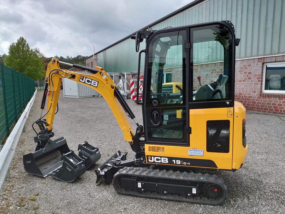 JCB 19C Minibagger incl. Transportanhänger - zu vermieten in Lathen