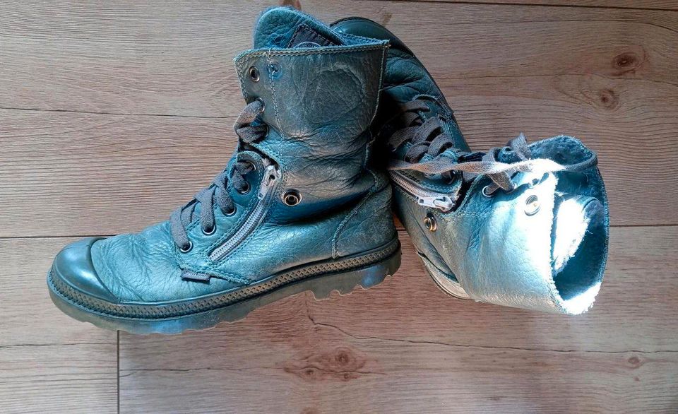 Palladium Boots gefüttert Wintersneaker Leder grün grau 36 in Waldenbuch