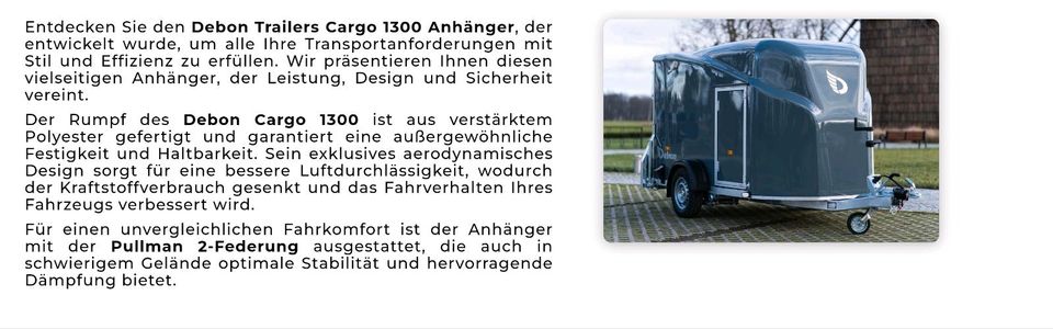 Debon Cargo 1300 Kofferanhänger Pullmann2 * 100kmh * Tür * grau * in Mosbach