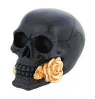 Deko: schwarzer Totenkopf mit goldener Rose Dortmund - Brackel Vorschau