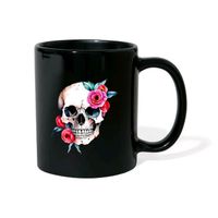 Schwarze Tasse - Halloween - Totenkopf mit Rosen - Geschenk Saarbrücken-Mitte - St Johann Vorschau