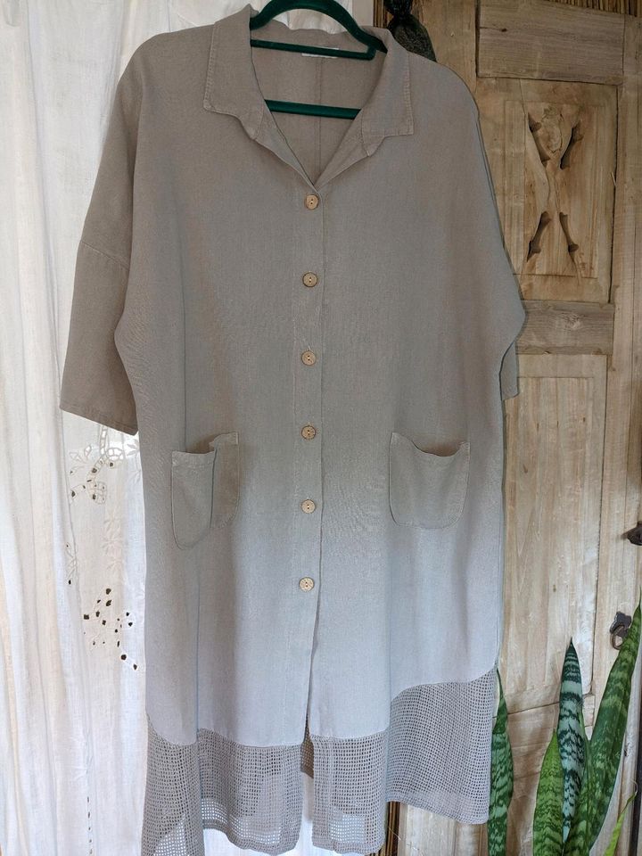 100%Leinen Kleid Khaki Gr. L / XL in Overath