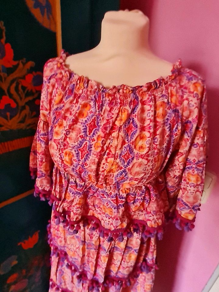 ⚘️Boho Roxk Carmentop Ensemble Zweiteiler Volants Bommel Sommer⚘️ in Frankfurt am Main