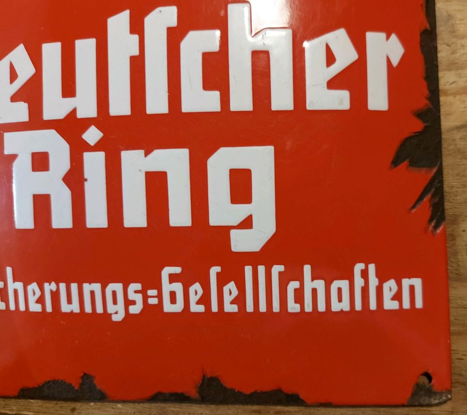 Altes Emailleschild Deutscher Ring in Buko