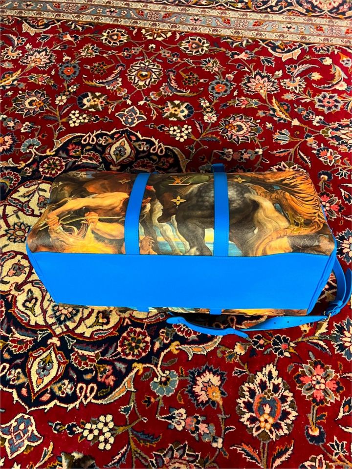 Louis Vuitton x Jeff Koons Keepall Bandouliere Peter Paul Rubens Masters 50  Blue Multicolor in Coated Canvas with Brass