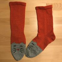 Katzen-Socken, Gr. 38-40, orange-grau, neu, Handarbeit Niedersachsen - Seelze Vorschau