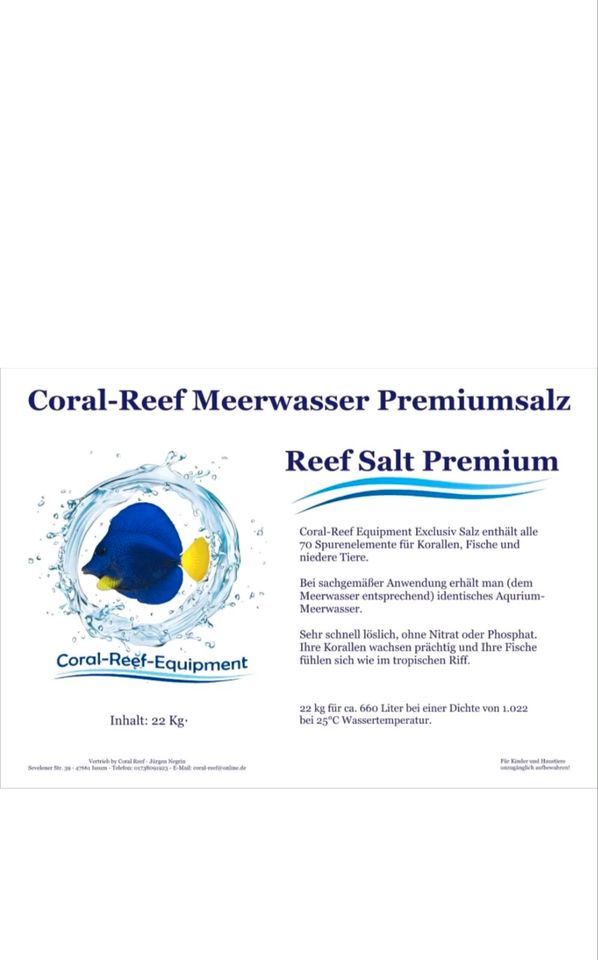 25kg Coral Reef Premium Salz/Meerwasser in München