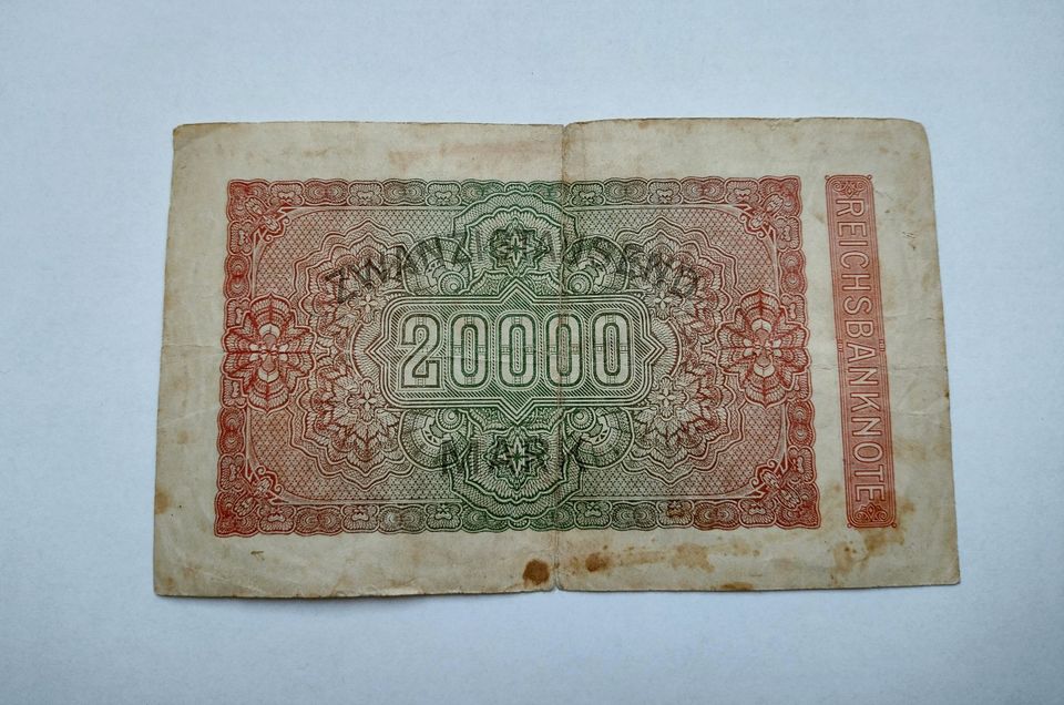 2 x 20.000 Mark Geldschein Februar 1923 Reichsbanknote in Chemnitz