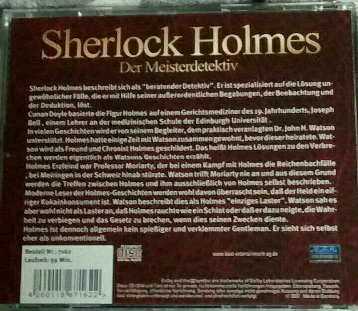 Sherlock Holmes - der Meisterdetektiv Hörbuch-CD neu in Langelsheim