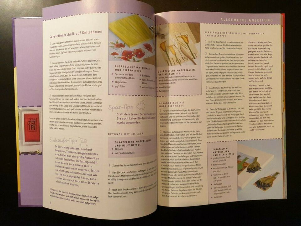 Keilrahmen - kreativ bemalt - Buch Acryl Strukturpaste Serviette in Itzstedt