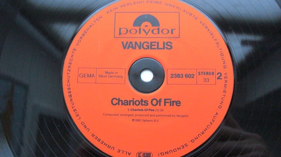 Vangelis Soundtrack Chariots Of Fire LP Vinyl Album 1981 in Buseck