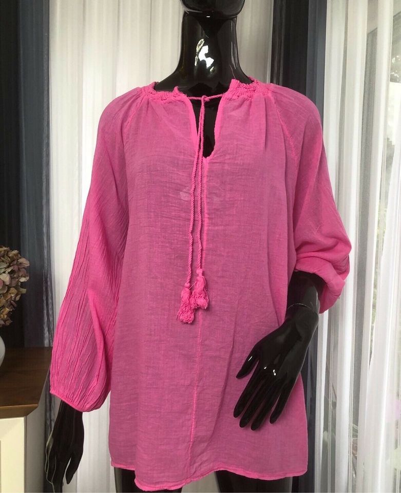 Neu Damen %100 Musselin Bluse Hemd Pink s m l xl xxl 3xl 4xl in Mainz