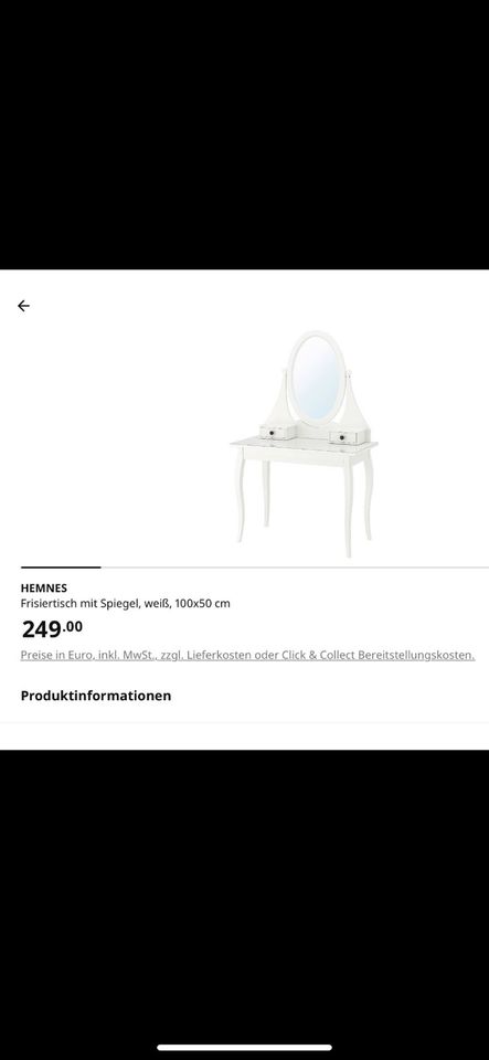 Ikea Hemnes Schminktisch mit Hocker LIEFERUNG MÖGLICH in Hamburg