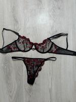 Dessous Set schwarz mit roten Blüten transparent S Baden-Württemberg - Mannheim Vorschau