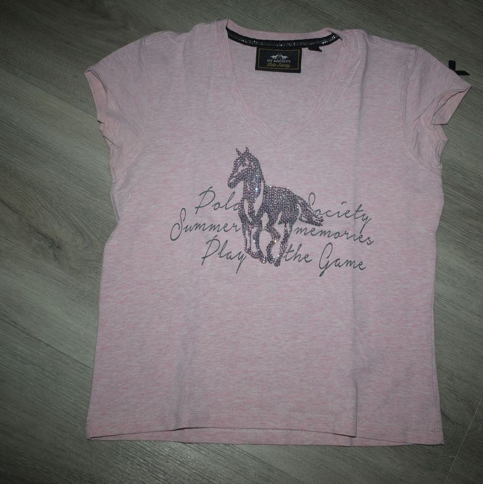 HV Society Kinder T-Shirt G128 rosa Pferd +Steinchen HORSE RIDING in Reichelsheim (Wetterau)