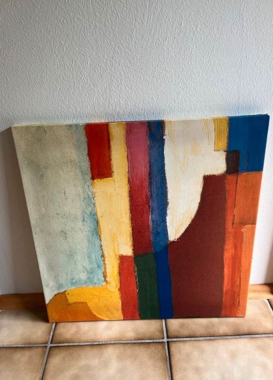 Leinwanddruck 50x50, 3 Bilder abstrakte, farbige Formen in Springe