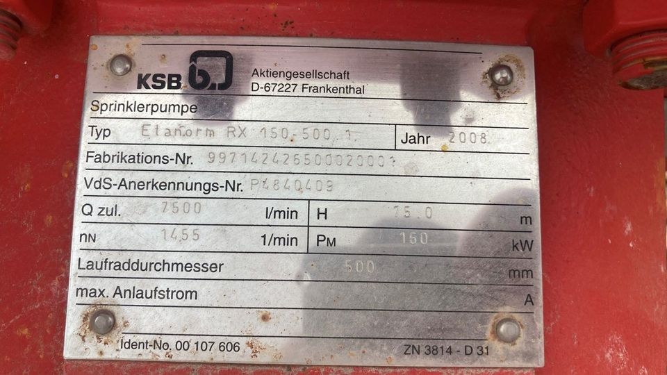 SPRINKLERANLAGE mit D-Pumpe / E-Pumpe IVECO (148 kW) in Brieselang