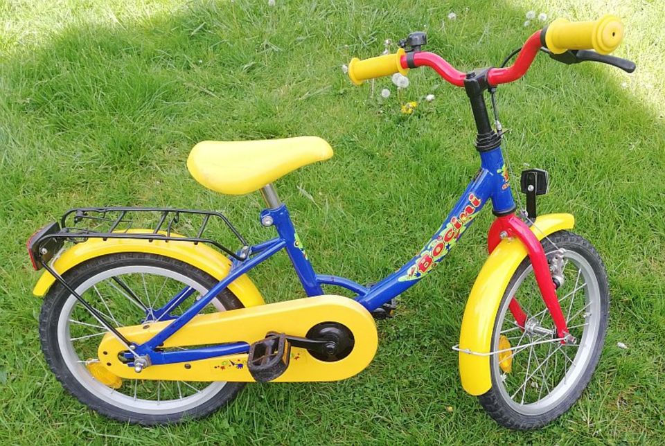 BOCINI Kinderfahrrad 16 Zoll blau gelb rot, Rücktritt Bremse, TOP in Ahrensburg