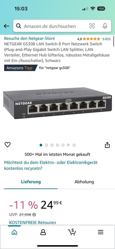 Netgear Switch GS308 in München