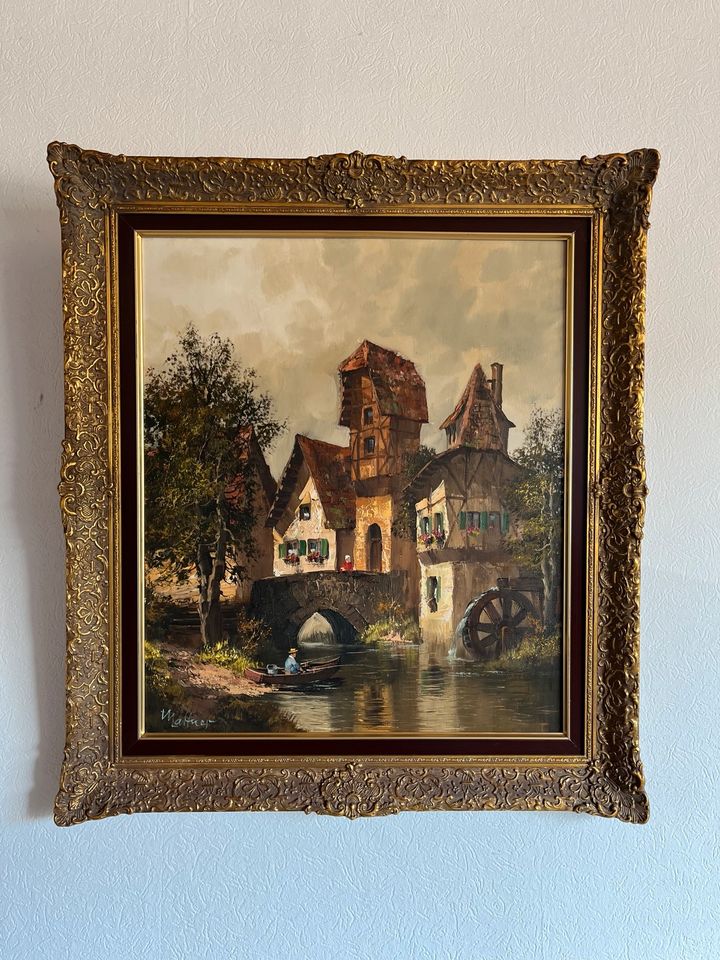 Original Bild von Mattner Ölmalerei goldener Rahmen 80x90 in Olpe