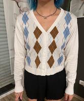 Süßer Pullover mit V Kragen Karo-Muster in weiß / braun / blau Bayern - Frensdorf Vorschau