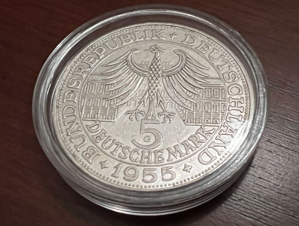 Münze 5 DM Deutsche Mark 1955 G Ludwig Wilhelm Markgraf von Baden in Warstein