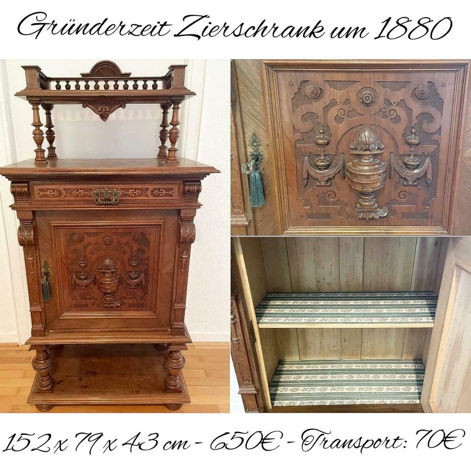 Gründerzeit Säulen Vertiko um 1880 Nussbaum Historismus Kommode in Gommern