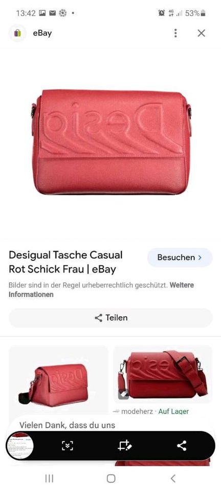 Kleine rote Handtasche Desigual Neues Modell in Weingarten