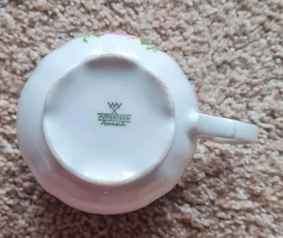 Bavaria Kaffeeservice "Mitterteich" rosa Rosen mit grünem Rand in Itzehoe