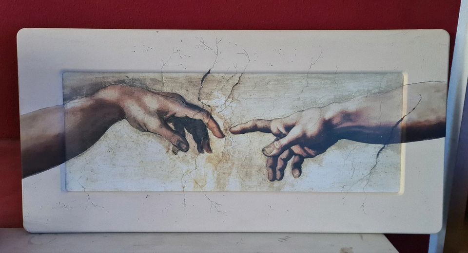 Leonado da Vinci Kunstdruck Hände bemalten Holzrahmen Zertifikat in Berlin