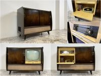 WMK Gut erhaltener 50er Jahre Fernsehschrank Kuba Sorrento 21 m. funktionierenden s/w Fernsehen , Plattenspieler & Radio # Phonoschrank Radiokommode Musikkommkode Sideboard Kommode Mid-Century Vintage Friedrichshain-Kreuzberg - Friedrichshain Vorschau