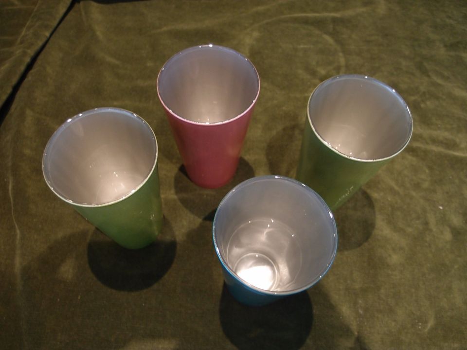 3x JOY LEONARDO Gläser Becher grün blau metallic Glas Vasen in Bietigheim-Bissingen