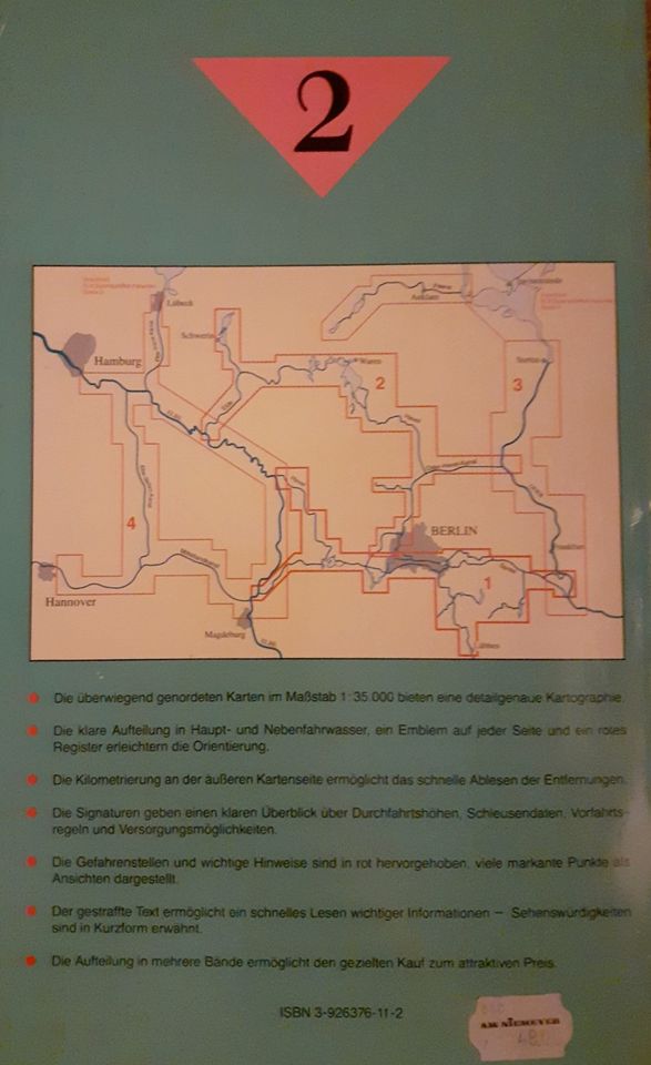 Schiffahrtskarte Binnen - Teil 2 - Sportschiffahrt 1992 in Luckenwalde