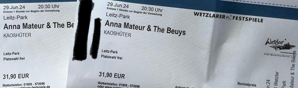 2 Karten für Anna Mateur & The Beuys am 29.06.24 Wetzlar in Mengerskirchen