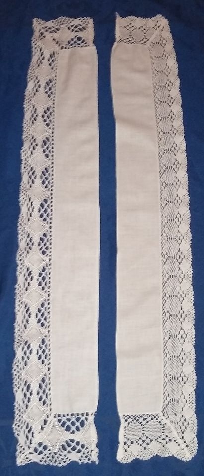 2 x Breite Borte Baumwolle mit Spitzenrand 96 cm L + 95 cm L in Viersen