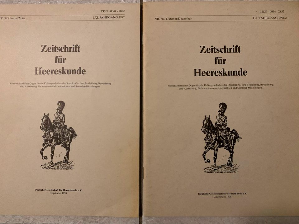 2 x Zeitschrift für Heereskunde, Nr. 382, 383, TOP-Zustand !!! in Karlsruhe