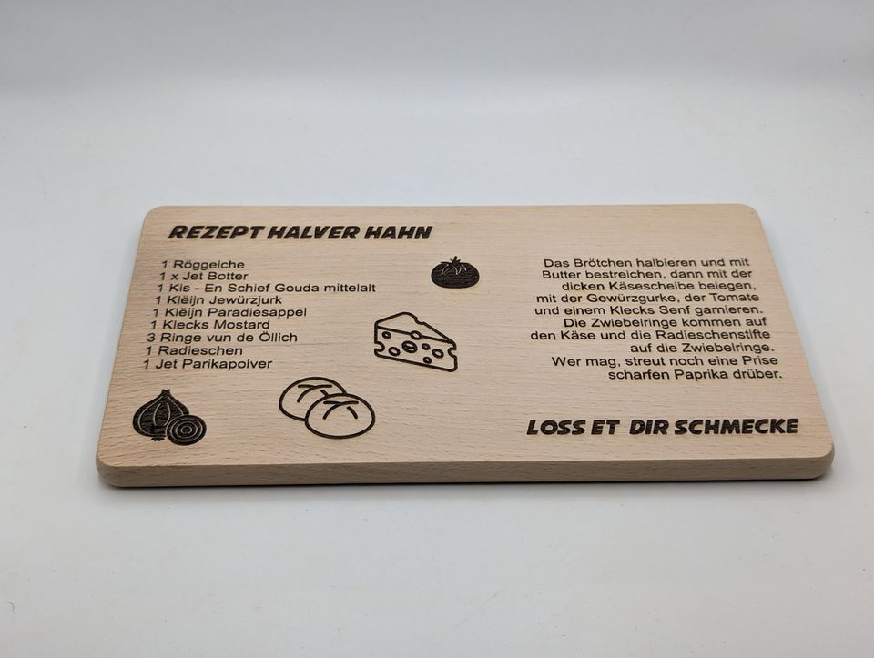 Frühstücksbrettchen – Rezept Halver Hahn – Kölle - TOP GESCHENK in Bonn