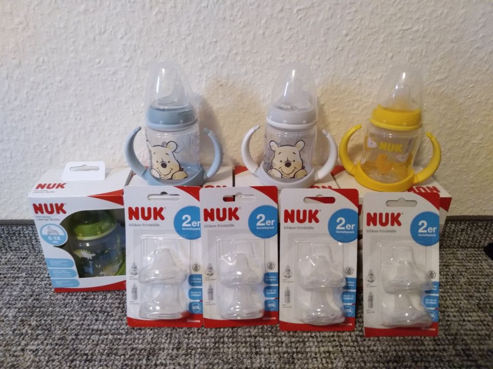 NUK Trinklernflaschen Silikon Tüllen Baby NEU in Lichtenberg/Erzgebirge