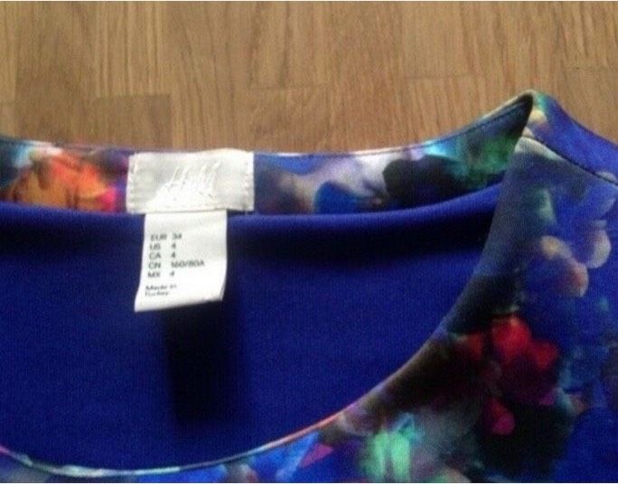 Neu! H&M Shirt Top XS/34 blau pink bunt gemustert in Kiel