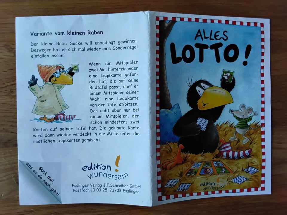 Lotto-spiel der kleine Rabe Socke ab 3 Jahre 6 Tafeln je 6 Bilder in Ankum