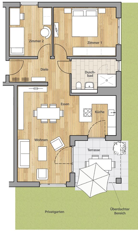 Rohbau fertiggestellt: 3 Zimmer-Wohnung mit Garten - Quartier Glashütte - Achern BF5 - 1_03 in Achern