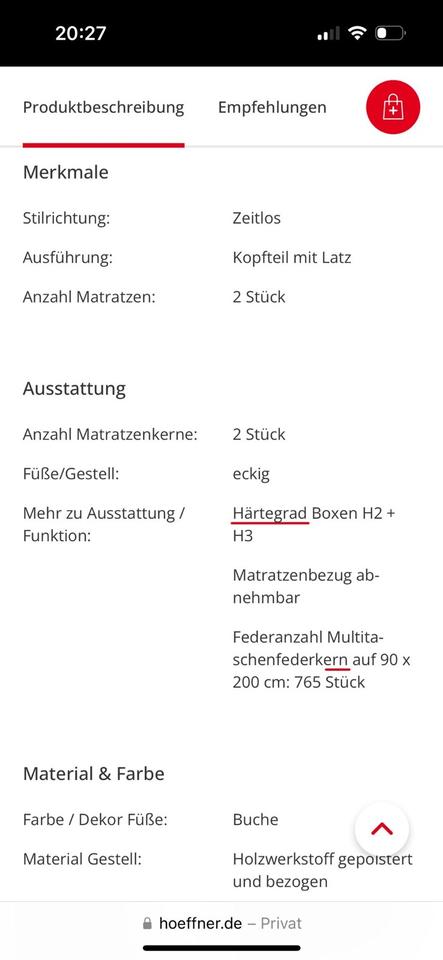 Boxspringbett Premium inkl. Bettkasten, Tagesdecke, Kissen usw. in Windeck
