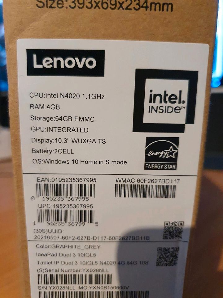 Lenovo IdeaPad Duet 3 10IGL5 Graphite Grey - 82AT002VGE in Waldeck
