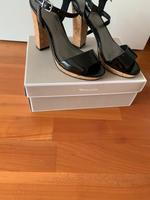 Tamaris, High Heels Sandalen, schwarz Lack Korkabsatz Plateau 38￼ Düsseldorf - Eller Vorschau