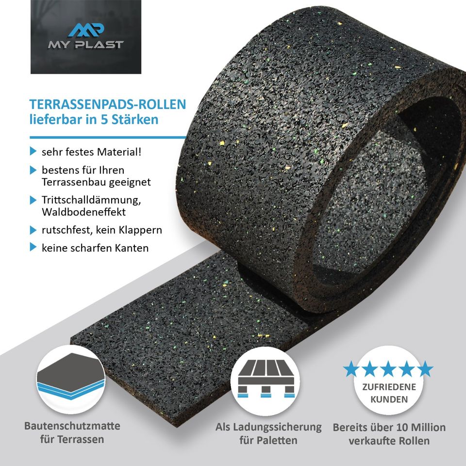 Terrassenpads Rollen 50 mm / 80 mm x 3mm 6mm 8mm 10mm 20mm in Duderstadt