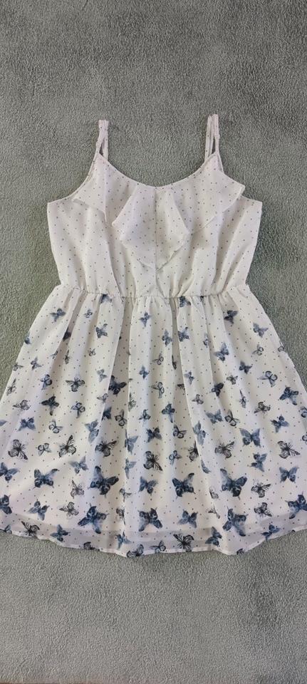 Damen Kleid Sommerkleid Partykleid Schmetterlinge Satin 40 in Leegebruch